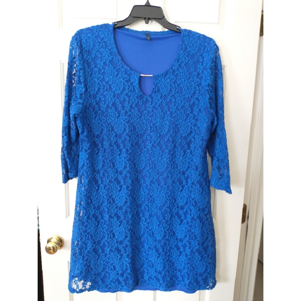 Royal Blue Scoop Neck Tunic / Dress Ashley Blue Women's Size 2X